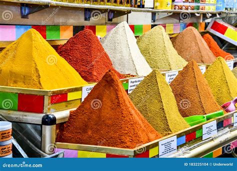 Spices In Market In Morocco Photo As Background Stock Photo Image Of