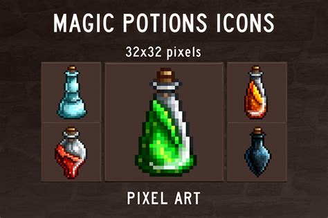48 Free Magic Potions Pixel Art Icons