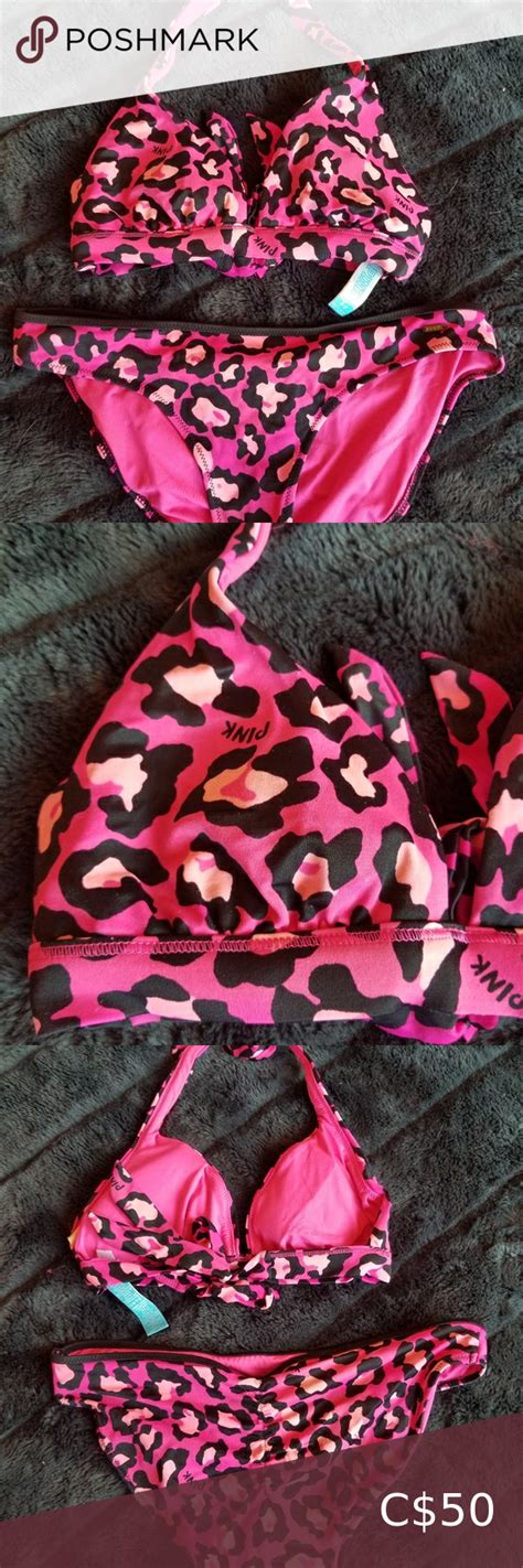 Victorias Secret Pink Leopard Pink Bikini Set In 2021 Pink Bikini