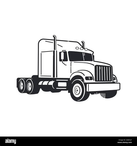 Semi Truck Vector Outline Lorry White Blank Template For Truck Semi