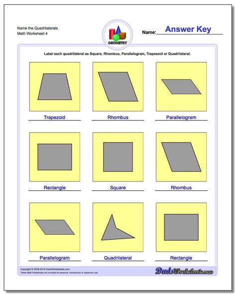 Quadrilaterals 3rd Grade Worksheets — Db