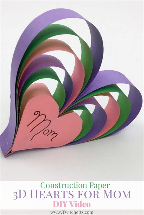 Construction Paper 3d Heart Craft For Mom Video Construction Paper