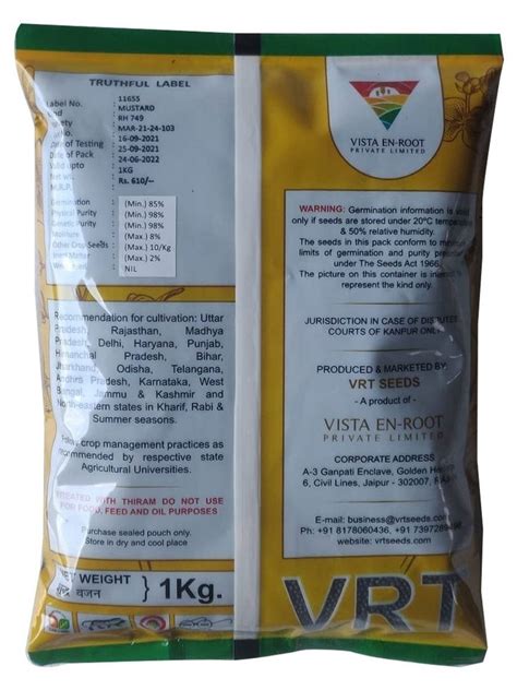 Vrt Seeds Black Rh 749 Mustard Seed At Rs 610packet In Kanpur Id