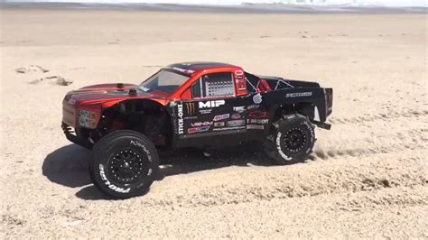 Rc Trophy Truck At The Beach Youtube