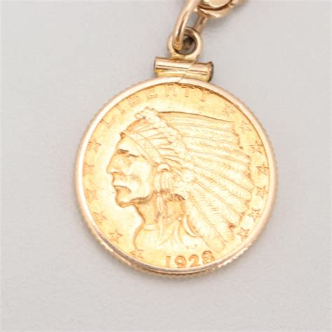 14k Gold Charm Bracelet With Indian Head 25 And Mexico 25 Pesos Gold