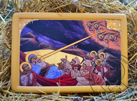 Coptic Nativity Icon Acrylic Painting Religious Gesso Art Home Decor