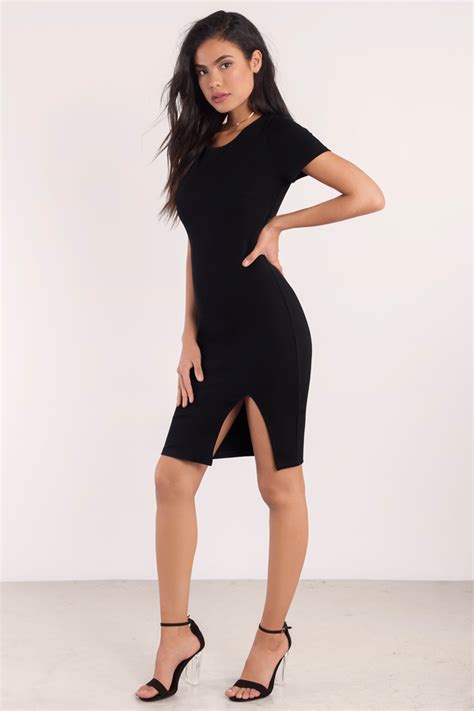 Black Bodycon Dress Side Slit Dress Black Dress 68 00