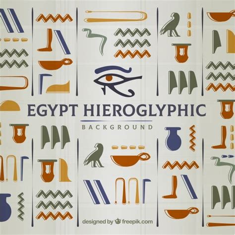 Egyptian Hieroglyphics Background With Flat Design Free Vector Ancient