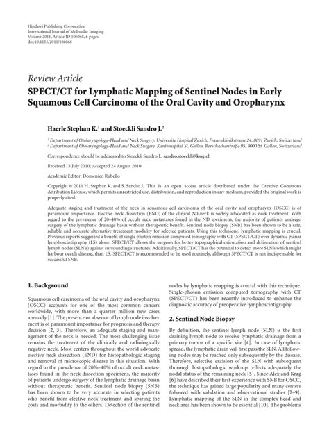 Pdf Spectct For Lymphatic Mapping Of Sentinel Nodes In Early