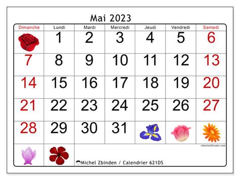 Calendrier Mai 2023 à Imprimer “621ds” Michel Zbinden Be