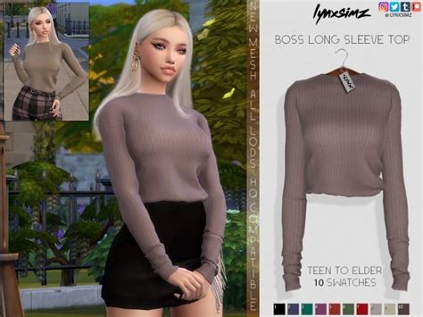 Lynxsimz Boss Sleeve Top In 2020 Sims Sims 4 Mods Clothes Sims 4