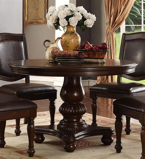 Brown Rich Wood Round Dining Table Set 5pcs Mcferran D7900 4848 Buy
