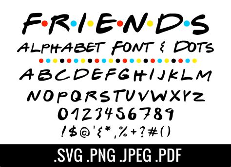 Friends Font Clipart Friends Letters Numbers And Dots Clip Etsy