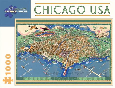 Chicago Usa 1000 Piece Jigsaw Puzzle Pomegranate Map Of City 1931