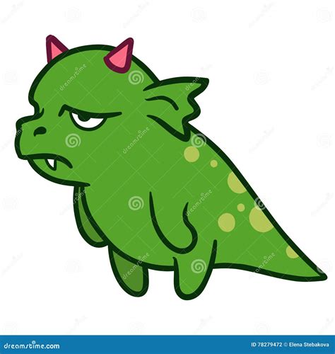 Cute Cartoon Angry Tired Dragon Monster Stock Vector Illustration Of