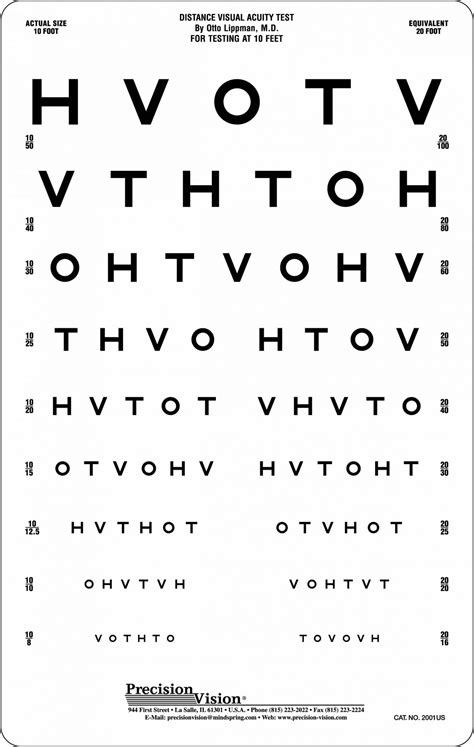 Hotv Eye Chart Ft Visual Acuity Charts Precision Vision