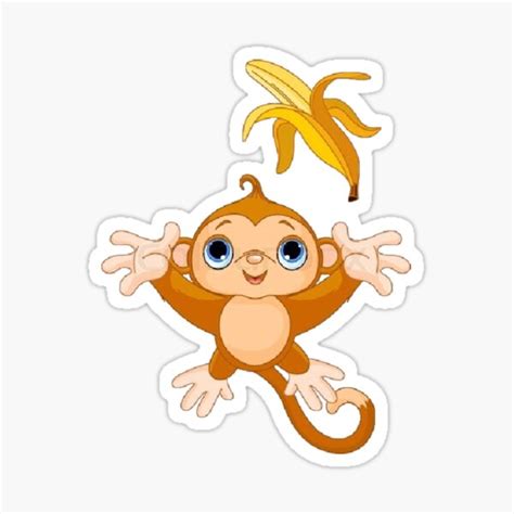 Funny Monkey And Banana Sticker For Sale By Dznoor Redbubble