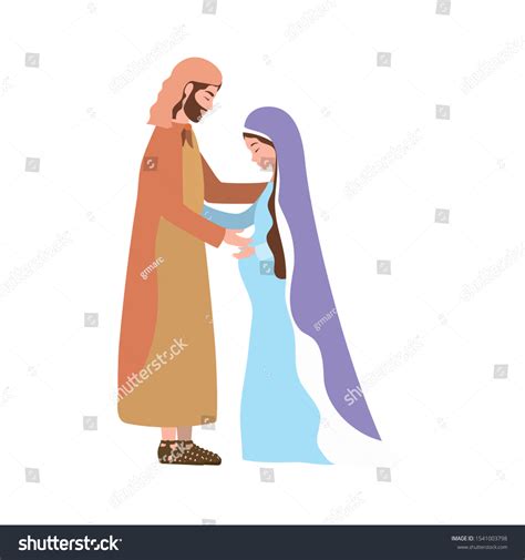 Saint Joseph And Mary Virgin Pregnancy Manger Royalty Free Stock Vector 1541003798