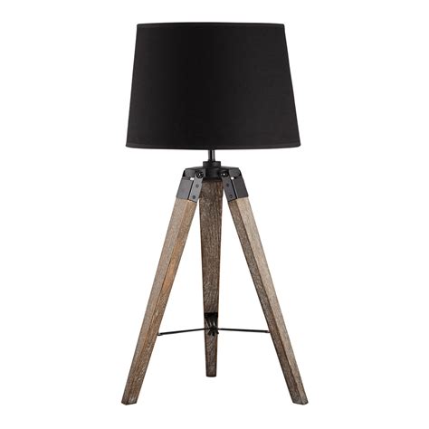 Surveyor Classic Timber Tripod Table Lamp Dark Oak Black