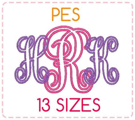 13 Sizes Pes Format Vine Applique Monogram Font Embroidery Designs
