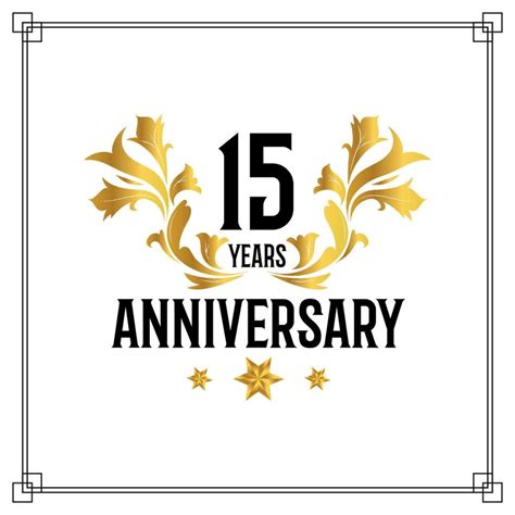 15th Anniversary Logo Luxurious Golden And Black Color Vector Design