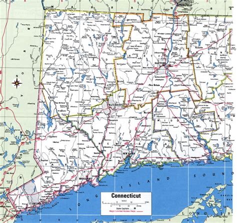 Map Of Connecticut State With Highways Roads Cities Counties