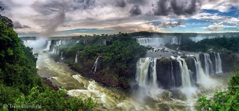 Shot Wide Angle Panorama Of The Iguazu Falls One Of The Worlds Largest
