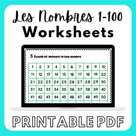 French Numbers 1 100 Les Nombres 1 100 Activities Worksheets Made