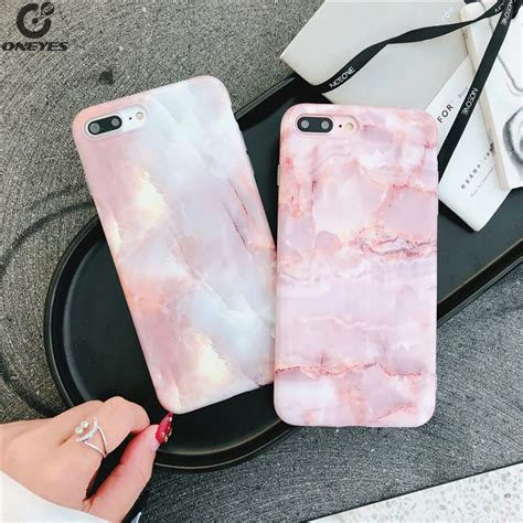Girl Style Pink Glossy Marble Phone Cases For Iphone 6 6s X Cases Soft