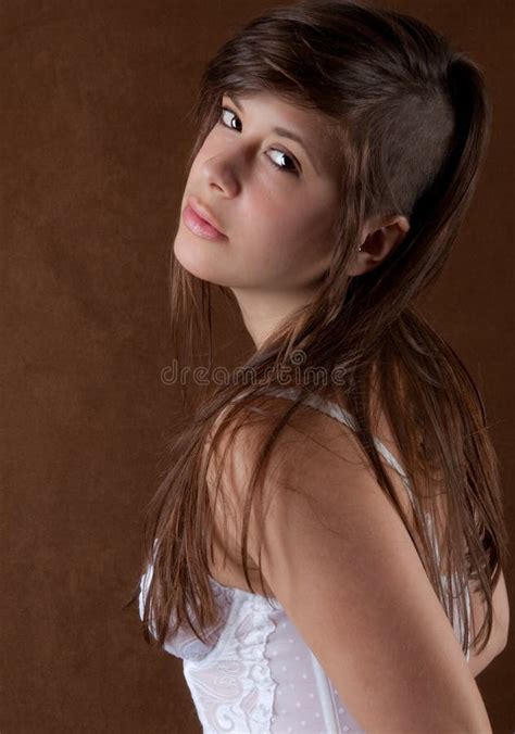 Woman With Partially Shaved Head Stock Photo Image