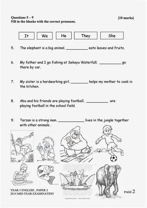 Pilih jawapan yang terbaik untuk melengkapkan ayat berikut. Sekitar Kawasan Sekolah: Year 3 English Mid-year Exam Paper 2