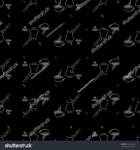 Cezve Coffee Seamless On Black Background Stock Vector Royalty Free