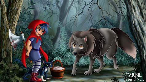 1920x1080 Cat Girl Forest Little Red Riding Hood Red Riding Hood