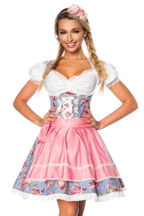 This Gorgeous Dirndl Includes The Dirndl A Blouse And An Apron The Floral Print Is Printed On