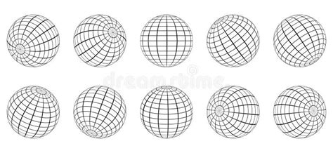Globe Grid Sphere Set 3d Wire Global Earth Latitude Longitude