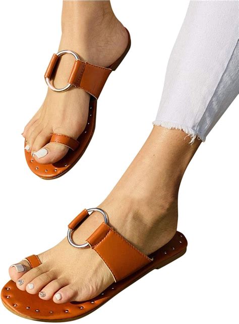 Wide Width Sandals For Women Leopard Flat Sandals Open Toe Slippers