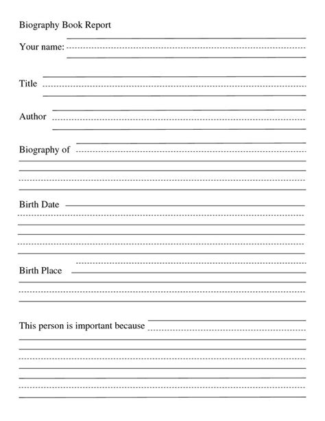 Book Report Outline Biography Book Report Your Name Title Author