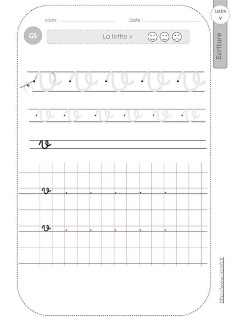 Gsgraphisme Et Ecriture Cursive Fiches Sur Le V Écriture Cursive