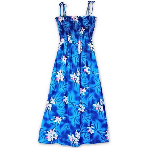 Poipu Blue Maxi Hawaiian Dress Hawaiian Wear Hawaiian Outfit Blue