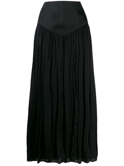 Pre Owned Emanuel Ungaro 1990s Pleated Maxi Skirt In Black Modesens