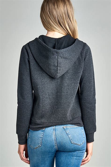 Womens Basic Zip Up Fleece Hoodie Jacket Lightweight W Pockets Ebay
