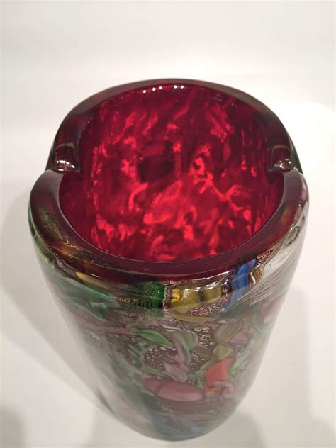 Avem Vase Artistic Blown Murano Glass Multicolored And Red Circa 1950 For Sale At 1stdibs
