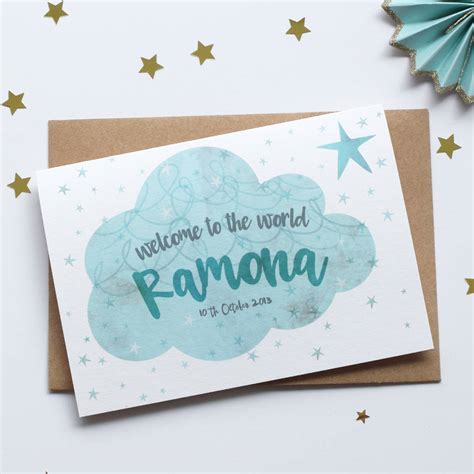 Personalised New Baby Cloud Card By Merry Mo Mo