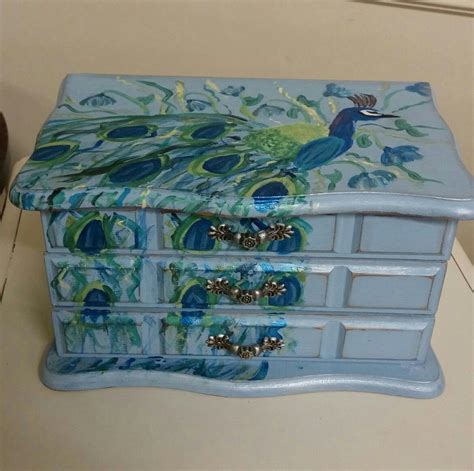 Jewelry Box Peacock Is Hand Painted Painted Boxes Jewelry Box