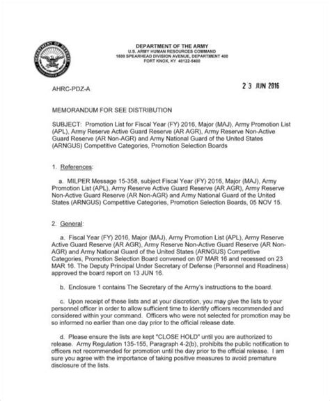 Memorandum For Record Format Army Sample Templates