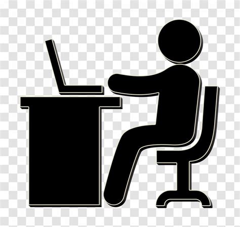 People Icon Working With Laptop Humans Work Symbol Furniture