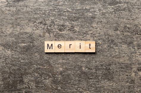 Merit Word Written On Wood Block Merit Text On Table Concept Stock