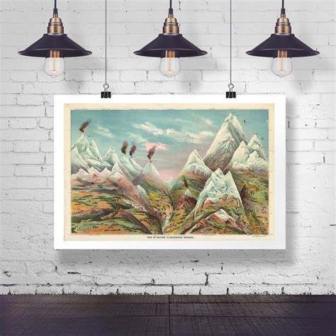 Vintage Mountain Poster Captivating Illustration Of Natures Ascending