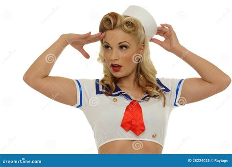 Pinup Sailor Girl Stock Image Image Of White Look Retro 28224025