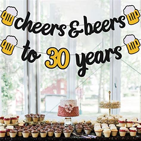 Cheers 30 Years Banner 30th Birthday Decorations For Men Women Him Her